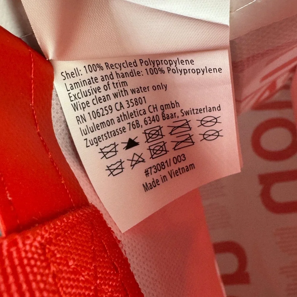 Lululemon Athletica Small Red Reusable Tote Bag Logo Snap Closure Eco Friendly